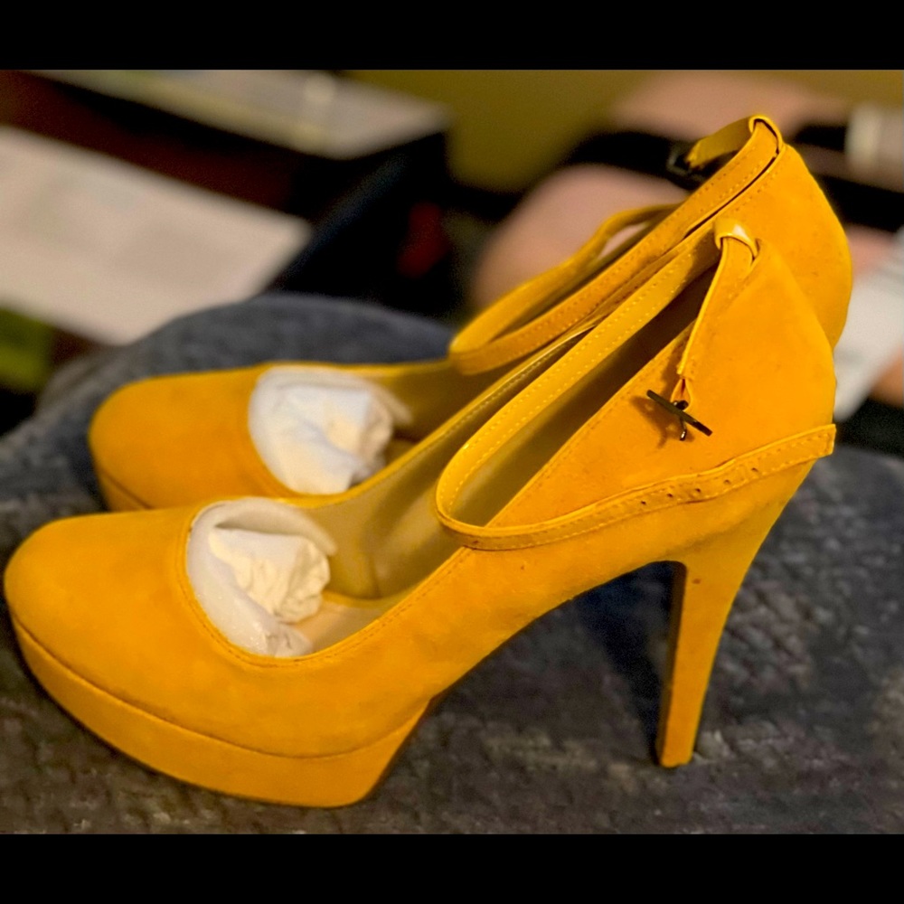 Suede Yellow Ankle Strap Heels ($20 Special)